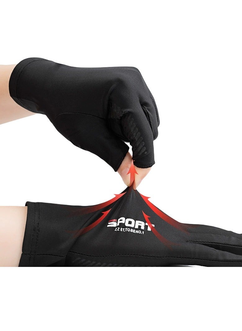 قفازات رجالية، قفازات قيادة، قفازات حريرية غير قابلة للانزلاق، قفازات نصف أصابع، قفازات رقيقة مسامية عالية المرونة مقاومة للأشعة فوق البنفسجية، قفازات رياضية للقيادة وركوب الدراجات والاستخدام مع شاشات اللمس، لون كحلي. - Image 4